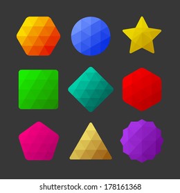 Set of design elements. Polygonal geometric shapes