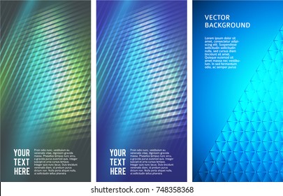 Set Design elements presentation template. Set vertical banners background, backdrop mosaic glow light effect. Vector illustration EPS 10 for buttons template, business card layout, web site element