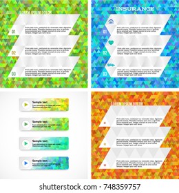 Set Design elements presentation template. Set vertical banners background, backdrop mosaic glow light effect. Vector illustration EPS 10 for buttons template, business card layout, web site element