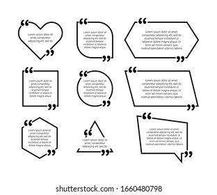 Set design elements quote. Commas. Vector illustration in flat style on a white background.