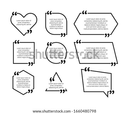 Set design elements quote. Commas. Vector illustration in flat style on a white background.