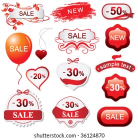 Conjunto de elementos de diseño. Colección de venta roja.