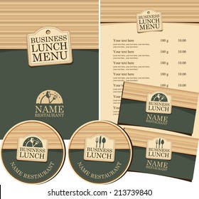 set of design elements for a restaurant with a business lunch