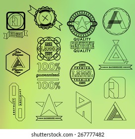 set of design elements for retro label and ribbons