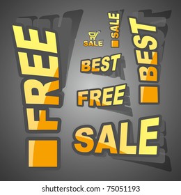 Set of design elements for sale. Sticker set for sale. Vector illustration (eps10).