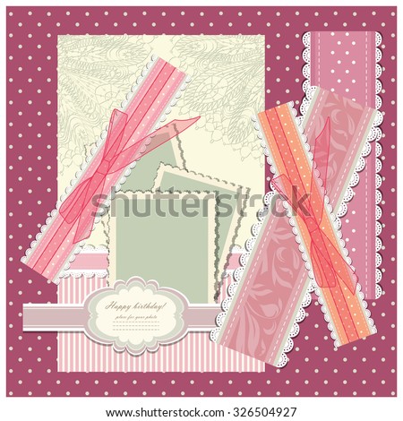Set of design elements for scrapbooking vintage baby card vector eps 10