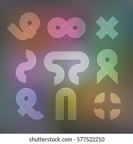 Set of design elements in the style of 60 's. Abstract Infinity sign.