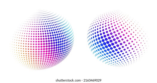 Set Design Elements Symbol Editable Icon - Halftone Circles, Halftone Dot Pattern On White Background. Vector Illustration Eps 10 Frame With Colors Abstract Random Dots For Technology, Big Data