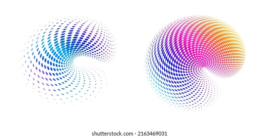 Set Design elements symbol Editable icon - Halftone circles, halftone dot pattern on white background. Vector illustration eps 10 frame with colors abstract random dots for technology, big data