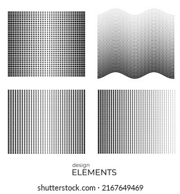 Set Design elements symbol Editable icon - Halftone dot pattern on white background. Vector illustration eps 10 frame with black abstract random dots for technology, big data