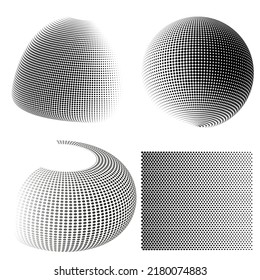 Set Design elements symbol Editable icon - Halftone dot pattern on white background. Vector illustration eps 10 frame with black abstract random dots for technology, big data