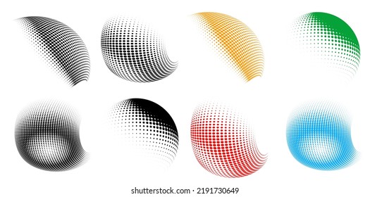 Set Design elements symbol Editable icon - Halftone circles, halftone dot pattern on white background. Vector illustration eps 10 frame with black abstract random dots for technology, electronic