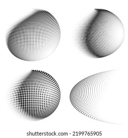 Set Design elements symbol Editable icon - Halftone circles, halftone dot pattern on white background. Vector illustration eps 10 frame with black abstract random dots for technology, electronic