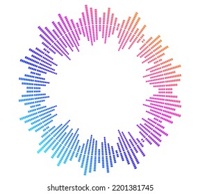 Set Design elements symbol Editable halftone frame dot circle pattern on white background. Vector illustration eps 10 frame with black random dots. Round border Icon using halftone circle dots text