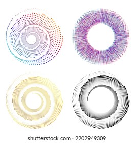 Set Design elements symbol Editable halftone frame dot circle pattern on white background. Vector illustration eps 10 frame with black random dots. Round border Icon using halftone circle dots text