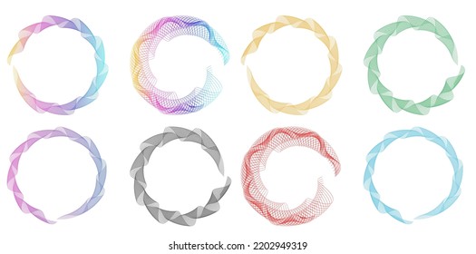 Set Design elements symbol Editable halftone frame dot circle pattern on white background. Vector illustration eps 10 frame with black random dots. Round border Icon using halftone circle dots text