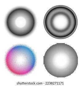 Set Design elements symbol Editable halftone frame dot circle pattern on white background. Vector illustration eps 10 frame with black random dots. Round border Icon using halftone circle dots text