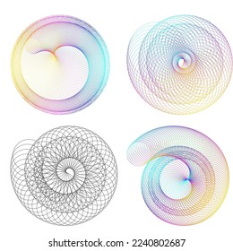 Set Design elements symbol Editable halftone frame dot circle pattern on white background. Vector illustration eps 10. Round Icon using seashell, holiday theme travel, maritime shell, recreation