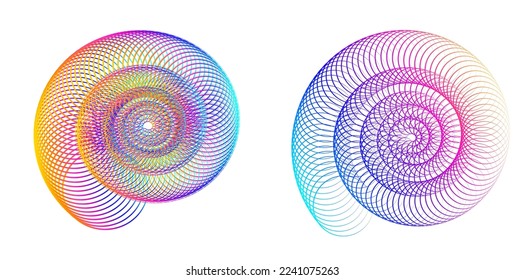 Set Design elements symbol Editable halftone frame dot circle pattern on white background. Vector illustration eps 10. Round Icon using seashell, holiday theme travel, maritime shell, recreation