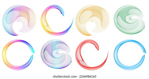 Set Design elements symbol Editable halftone frame dot circle pattern on white background. Vector illustration eps 10 frame with black random dots. Round border Icon using halftone circle dots text