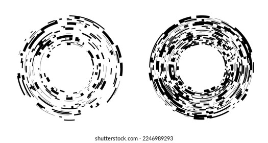 Set Design elements symbol Editable halftone frame dot circle pattern on white background. Vector illustration eps 10 frame with black random dots. Round border Icon using halftone circle dots text