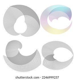 Set Design elements symbol Editable halftone frame dot circle pattern on white background. Vector illustration eps 10 frame with black random dots. Round border Icon using halftone circle dots text