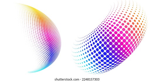 Set Design elements symbol Editable halftone frame dot circle pattern on white background. Vector illustration eps 10 frame with black random dots. Round border Icon using halftone circle dots text