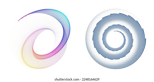Set Design elements symbol Editable halftone frame dot circle pattern on white background. Vector illustration eps 10 frame with black random dots. Round border Icon using halftone circle dots text