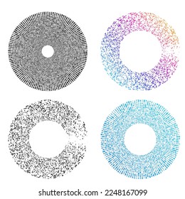 Set Design elements symbol Editable halftone frame dot circle pattern on white background. Vector illustration eps 10 frame with black random dots. Round border Icon using halftone circle dots text