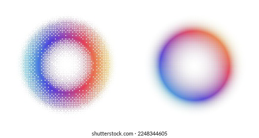 Set Design elements symbol Editable halftone frame dot circle pattern on white background. Vector illustration eps 10 frame with black random dots. Round border Icon using halftone circle dots text