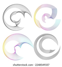 Set Design elements symbol Editable halftone frame dot circle pattern on white background. Vector illustration eps 10 frame with black random dots. Round border Icon using halftone circle dots text