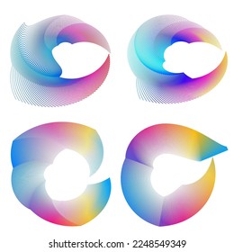 Set Design elements symbol Editable halftone frame dot circle pattern on white background. Vector illustration eps 10 frame with black random dots. Round border Icon using halftone circle dots text