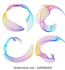 Set Design elements symbol Editable halftone frame dot circle pattern on white background. Vector illustration eps 10 frame with black random dots. Round border Icon using halftone circle dots text