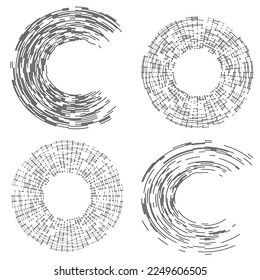 Set Design elements symbol Editable halftone frame dot circle pattern on white background. Vector illustration eps 10 frame with black random dots. Round border Icon using halftone circle dots text