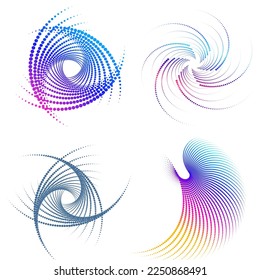 Set Design elements symbol Editable halftone frame dot circle pattern on white background. Vector illustration eps 10 frame with black random dots. Round border Icon using halftone circle dots text