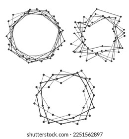 Set Design elements symbol Editable halftone frame dot circle pattern on white background. Vector illustration eps 10 frame with black random dots. Round border Icon using halftone circle dots text