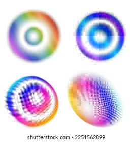 Set Design elements symbol Editable halftone frame dot circle pattern on white background. Vector illustration eps 10 frame with black random dots. Round border Icon using halftone circle dots text
