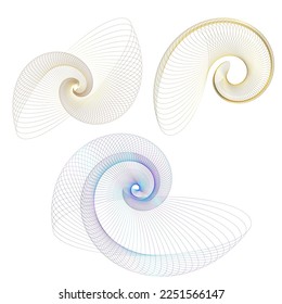 Set Design elements symbol Editable halftone frame dot circle pattern on white background. Vector illustration eps 10. Round Icon using seashell, holiday theme travel, maritime shell, recreation