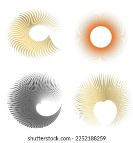 Set Design elements symbol Editable halftone frame dot circle pattern on white background. Vector illustration eps 10 frame with black random dots. Round border Icon using halftone circle dots text