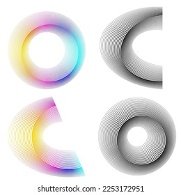 Set Design elements symbol Editable halftone frame dot circle pattern on white background. Vector illustration eps 10 frame with black random dots. Round border Icon using halftone circle dots text