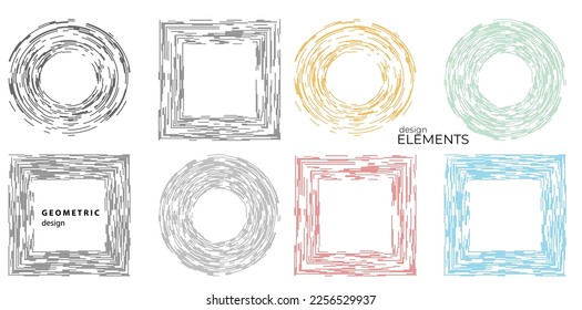 Set Design elements symbol Editable halftone frame dot circle pattern on white background. Vector illustration eps 10 frame with black random dots. Round border Icon using halftone circle dots text