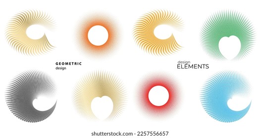 Set Design elements symbol Editable halftone frame dot circle pattern on white background. Vector illustration eps 10 frame with black random dots. Round border Icon using halftone circle dots text