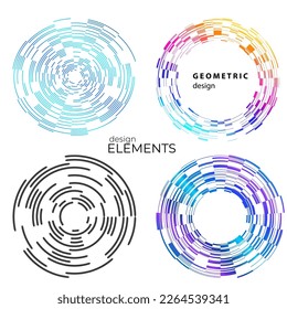 Set Design elements symbol Editable halftone frame dot circle pattern on white background. Vector illustration eps 10 frame with black random dots. Round border Icon using halftone circle dots text