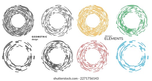 Set Design elements symbol Editable halftone frame dot circle pattern on white background. Vector illustration eps 10 frame with black random dots. Round border Icon using halftone circle dots text