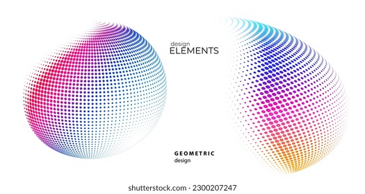 Set Design elements symbol Editable halftone frame dot circle pattern on white background. Vector illustration eps 10 frame with black random dots. Round border Icon using halftone circle dots text