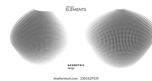 Set Design elements symbol Editable halftone frame dot circle pattern on white background. Vector illustration eps 10 frame with black random dots. Round border Icon using halftone circle dots text