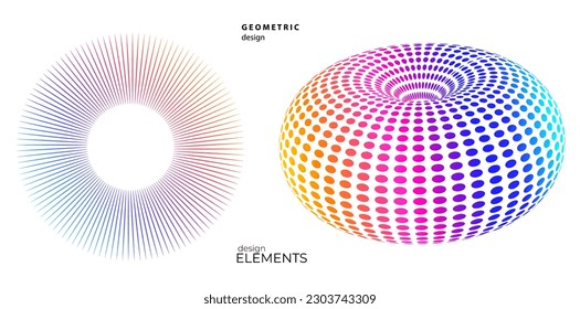 Set Design elements symbol Editable halftone frame dot circle pattern on white background. Vector illustration eps 10 frame with black random dots. Round border Icon using halftone circle dots text