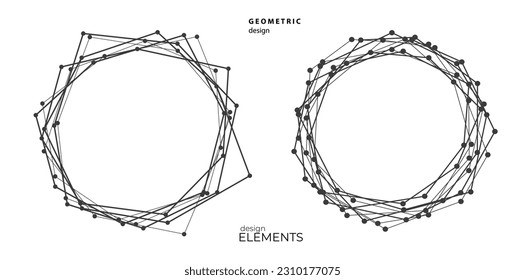 Set Design elements symbol Editable halftone frame dot circle pattern on white background. Vector illustration eps 10 frame with black random dots. Round border Icon using halftone circle dots text