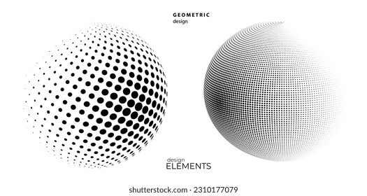 Set Design elements symbol Editable halftone frame dot circle pattern on white background. Vector illustration eps 10 frame with black random dots. Round border Icon using halftone circle dots text