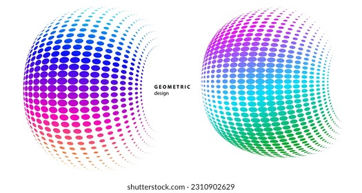 Set Design elements symbol Editable halftone frame dot circle pattern on white background. Vector illustration eps 10 frame with black random dots. Round border Icon using halftone circle dots text